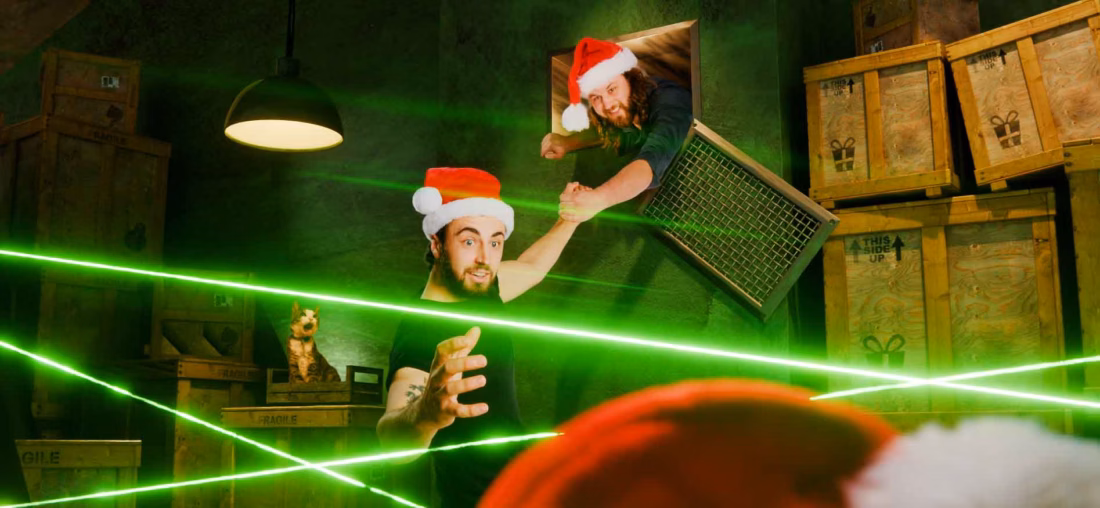 The Adventures of Rocketboy and Gears: The Cat's Cap Caper takes place in a warehouse with laser security!